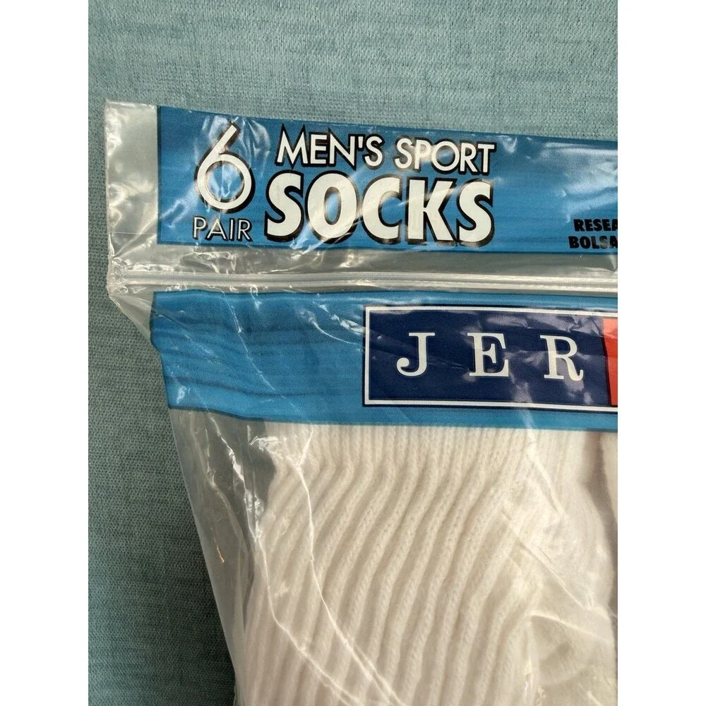 Vintage Jerzees Men’s Cotton Crew Socks 6 Pair Men’s Shoe Size 6.5- 12 Lycra USA